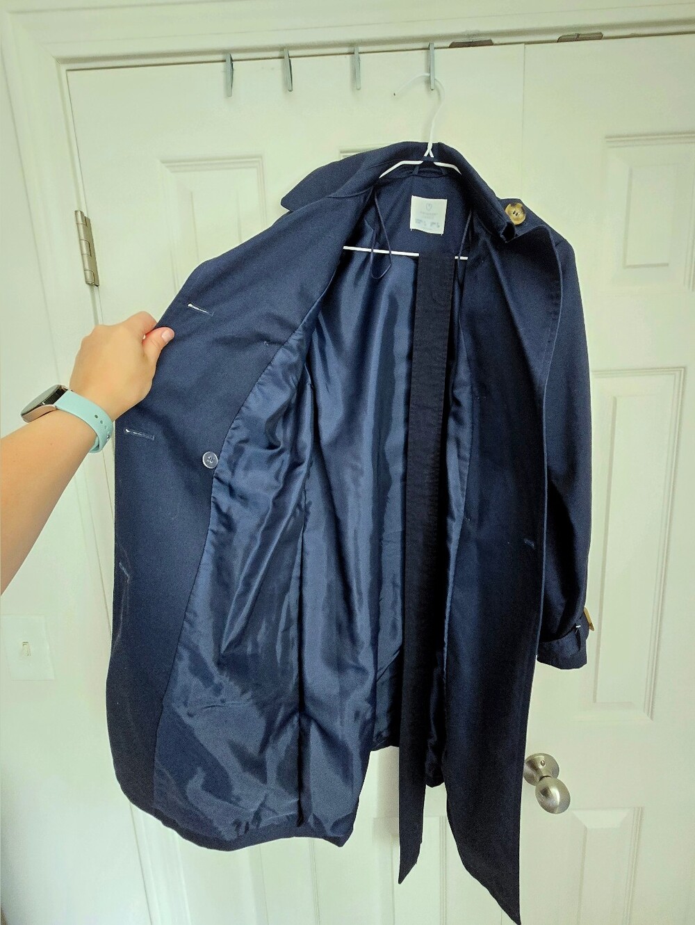 NEW Navy Belted Double Breasted Trench Coat - Picture 7 of 9